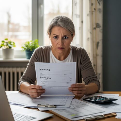 Eine Erbin prüft frustriert am Laptop den Kostenfestsetzungsbeschluss, der ihr trotz Prozesssiegs nur eine minimale Erstattung ihrer Anwaltskosten aufgrund der getrennten Vertretung der Erbengemeinschaft zugesteht.