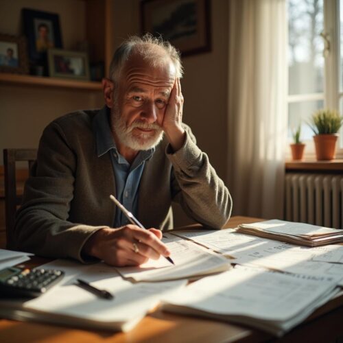 Ein Erbe analysiert mit angestrengter Mimik die komplexen Kontobewegungen aus dem Nachlass, um die Rechenschaftspflicht für die umstrittenen Bankabhebungen einzufordern.