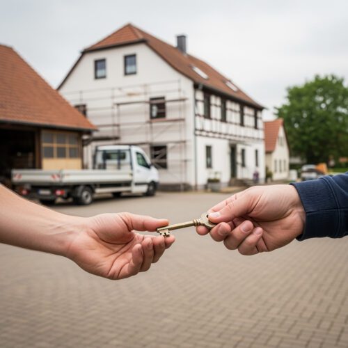 Die Hände zweier Personen besiegeln die Hofübergabe eines Grundstücks, die unerwartet doch auf den Pflichtteil der Schwester des Erwerbers angerechnet werden muss.
