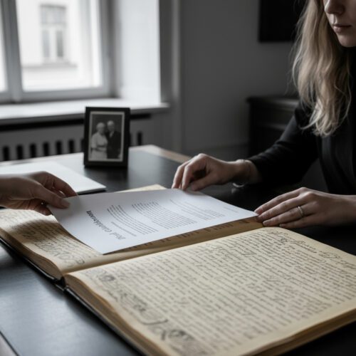 Ein Enkel vergleicht das handschriftliche Ehegattentestament mit dem Antrag auf Anfechtung der Bindungswirkung.